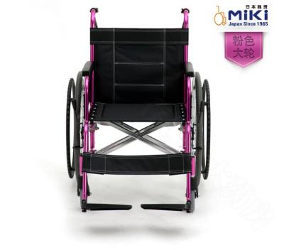三贵MIKI轮椅车 航太铝轮椅折叠轻便  M-43K  粉色车架